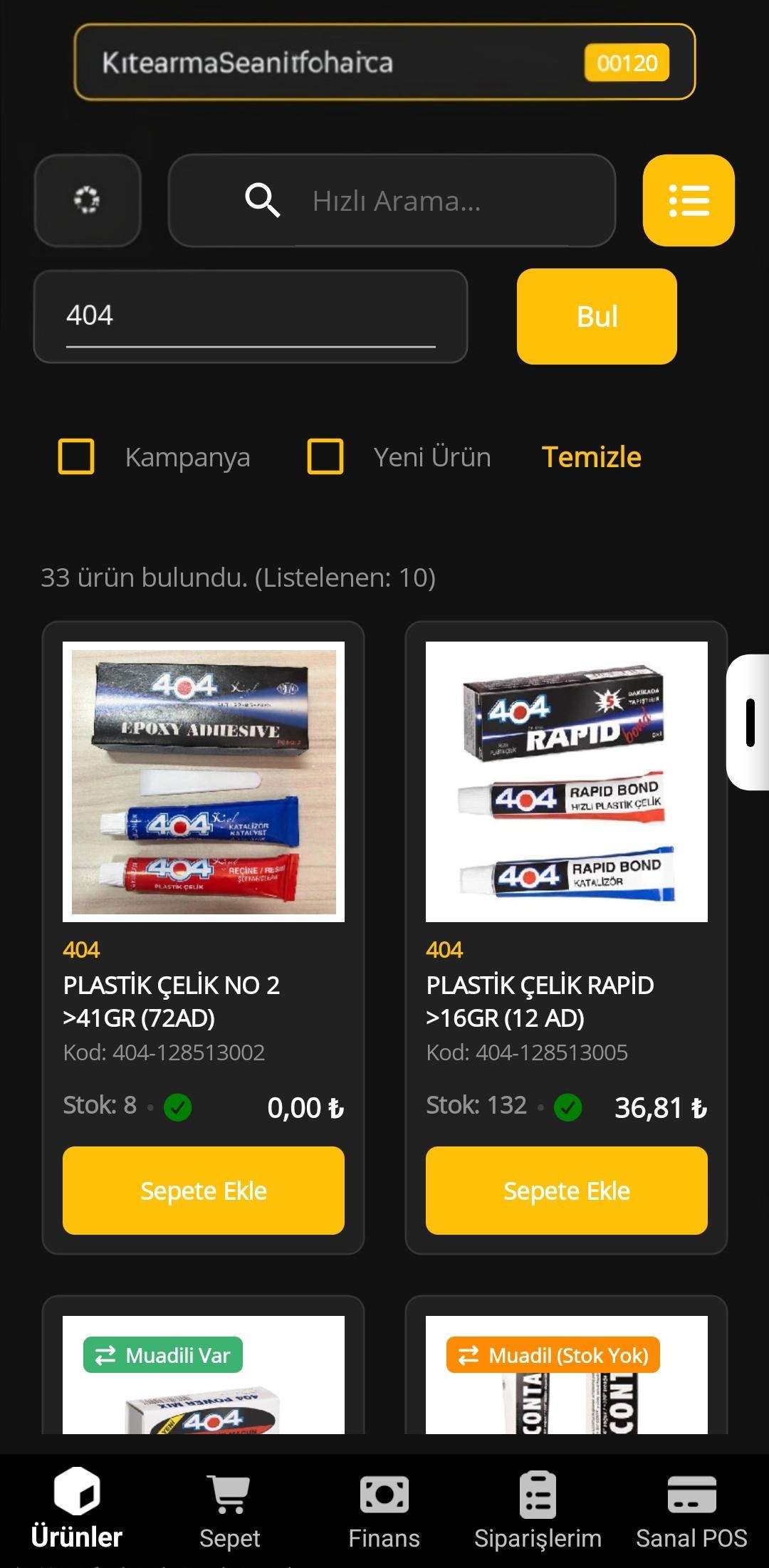 AFK B2B Mobil Uygulama - Ürünler